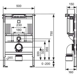 TECE TECEprofil WC-Modul mit Uni 750-Spülkasten, Bauhöhe 750 mm