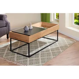 Interlink Livetastic Couchtisch Schwarz, Eiche Artisan Holzwerkstoff, rechteckig, Kufe, 50x40x110 cm Stauraum Wohnzimmer, Wohnzimmertische, Couchtische, Couchtische mit Stauraum