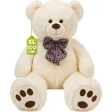 monzana monzana® Teddybär L - XXXL 50-175cm Weiches Fell Schleife Tatzendruck Geschenk Plüschtier Kuscheltier Stofftier Riesen Teddy Bär