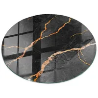 Tulup Tischplatte Schwarz, Gold, Glas 70x70x0.4 cm Esszimmer, Tische,