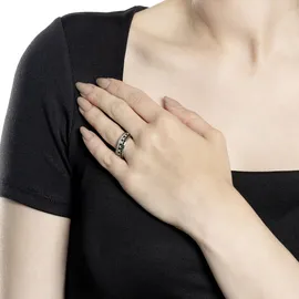 LEONARDO "Ring Atura" Gr. 20, schwarz-weiß (edelstahlfarben, schwarz, kristallweiß), Fingerringe, Damen, 20, Edelstahl, 7mm, Fingerring, mit Zirkonia (synth.)