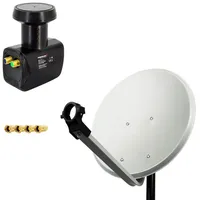 PremiumX 45cm Satellitenschüssel Stahl Hellgrau Satelliten-Antenne SAT Anlage Twin