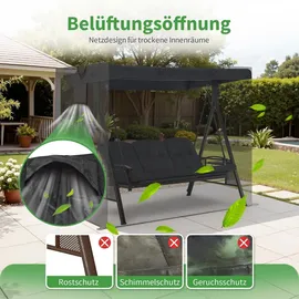 M MCombo Hollywoodschaukel Abdeckung 3-4 Sitzer, Abdeckplane Wasserdicht & UV-Beständig für Gartenschaukel 4093 4095 4088 8018, Schutzhülle 4002 (Oxford, Schwarz)
