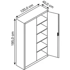 C+P Acurado Aktenschrank 120 x 40 x 195 cm blau / grau