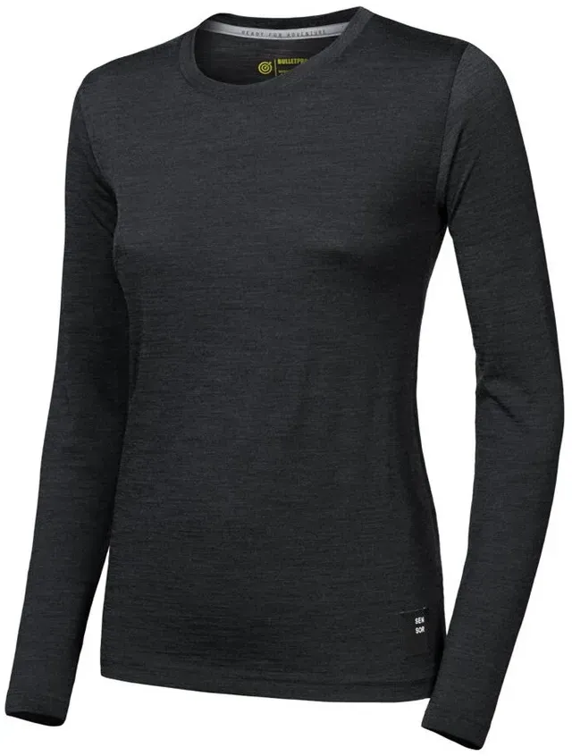 Damen-Funktionsshirt Sensor Merino Cordura langärmelig Größe: M /  schwarz