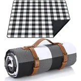 Picknickdecke 200 x 200cm,Gitter Picknickdecke Wasserdicht,Tragbare Waschbar Extra Große Stranddecke Sandfreie,Campingdecke Isoliert mit Tragegriff,Perfekt für Picknick,Outdoor,Camping,Beach,Park