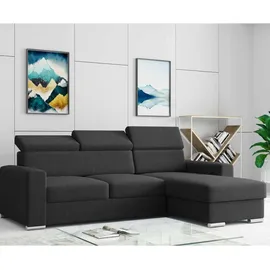 m-punkt Ecksofa TOKIO mit Bett und Bettkasten Sofa/Schlafsofa - Schwarz