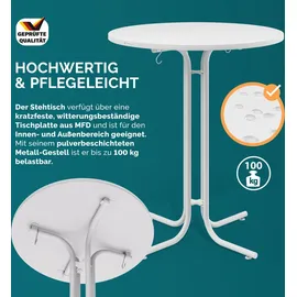 CASARIA Stehtisch 80 x 80 cm Weiß