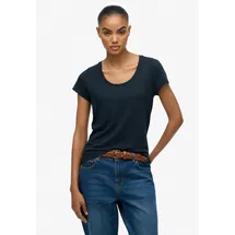 Superdry T-Shirt "STUDIOS SCOOP NECK TEE", Damen, Gr. XL, schwarz (eclipse navy), Single Jersey, Obermaterial: 60% Baumwolle, 40% Lyocell, unifarben, regular fit normal, Rundhals, Shirts T-Shirt