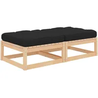 vidaXL Gartenhocker 2-tlg. Kiefer silber