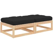 vidaXL Gartenhocker 2-tlg. Kiefer silber