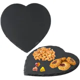 Fegat 2 Stück Schieferplatte Servierplatte Herz Servierplatten aus Schiefer Anthrazit Schieferplatte zum Servieren & Beschriften, Buffet, Quadratisch, Anthrazit Sushi Käse