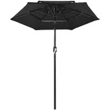 vidaXL Sonnenschirm mit Aluminium-Mast 3-lagig Schwarz 2 m