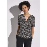 STREET ONE Damen A345627 Bedruckte Bluse, Black, 42