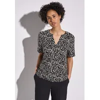 STREET ONE Damen A345627 Bedruckte Bluse, Black, 42