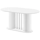 designimpex Esstisch Design Esstisch HCE-111 Oval Hochglanz ausziehbar Tisch Esszimmer rund weiß