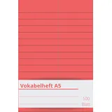 Independently published Vokabelheft A5 klassisch Vokabeln lernen in jeder Fremdsprache | Farbe rot: Schulheft A5, 100 Blatt, 2 Spalten | Vokabelheft DIN A5 (6x9 Zoll) in rot