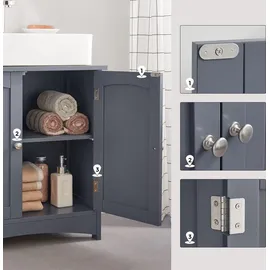 VASAGLE Waschbeckenunterschrank 2 Fächer 60 x 60 x 30 cm Grau