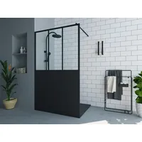 Vente-unique Duschtrennwand/Seitenwand italienische Dusche Style Atelier - 120 x 200 cm - Schwarz matt - URBANIK