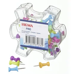 SIGMA Reißnägel AD17, Metall/Vinyl, farbig, 50 Stück