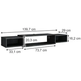 Vicco Nordic TV-Schrank Lowboard 139,7 x 20,3 cm Schwarz Beton Spanplatte