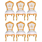 Casa Padrino Esszimmerstuhl Pompöös by Luxus Barock Esszimmerstühle Weiß / Orange - Pompööse Barock Stühle designed by Harald Glööckler - 6 Esszimmerstühle - Barock Esszimmermöbel