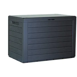 Prosperplast Woodebox Gartenbox Kissenbox Gartentruhe Verschließbar (190 Liter, Anthrazit)