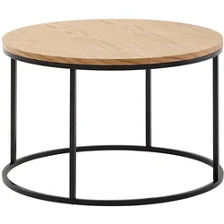 Kadima Design Couchtisch, Holzmaserung, Metallgestell, Eichenfurnier, Leichte Reinigung. 70x70x45 cm