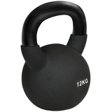 Homcom 12 KG Kettlebell Kugelhantel aus Gusseisen mit Neoprenbeschichtung Bodenschonende Schwunghantel Gewichtkugel für Gewichtheben, Konditionierung, Kraft- und Kerntraining Schwarz Eisen B/H/L: ca. 13x20x23 cm - Schwarz