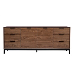 Sideboard im Vintage-Stil aus dunklem Walnussfurnier und schwarzem Metall mit Stauraum B180 cm SARTO