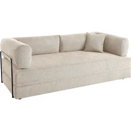 homsy by ana johnson Schlafsofa HOMSY BY ANA JOHNSON "Folda Dauerschläfer, B: 206 cm, Liegefl. 181x198 cm", hellbeige, B:206cm H:72cm T:94cm, Sofas, Schlafsofa, mit Bett-/Schlaffunktion, inkl. 1x Zierkissen, Tonnentaschenfederkern