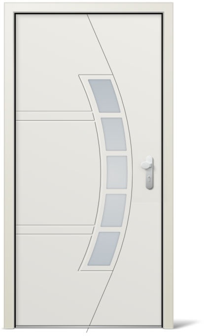Aluminium Haustür, Anthrazit RAL 7016, 80x195 cm, bogenförmiger Glaseinsatz, Schüco, Modell Wuppertal, individuell konfigurieren