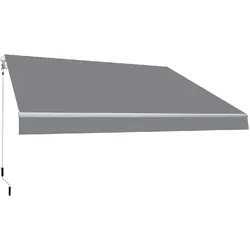 WASABI Manuelles, einziehbares Armsonnensegel 4x2,5 in grauem Acryl – Rollgewebe mit erhöhter UV-Sonnenschutz – Aluminiumrahmen