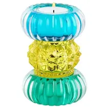 Cr8 A Gift Gift Company Teelichthalter Sari rund, Kerzenständer, Kristallglas, Blau, Gelb, Grün, 11.5 cm, 1093901010