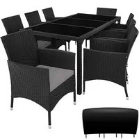 Tectake Rattan Sitzgruppe 8-tlg. Schwarz