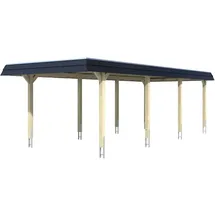 SKANHOLZ Carport Wendland 3,62 x 8,70 m grau inkl. Regenrinne und Pfostenanker