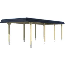 SKANHOLZ Carport Wendland 3,62 x 8,70 m grau inkl. Regenrinne und Pfostenanker