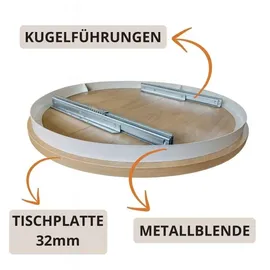 beautysofa Runder Tisch BILBAO Ø 100–180 cm ausziehbar, Metallbeine, Loft-Stil, Farbe: Schwarz/Schwarz - Schwarz