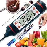 Retoo Fleischthermometer Bratenthermometer Küchenthermometer Grillthermometer Digital mit Langer Sonde LCD Bildschirm für Braten Kochen Grillen BBQ Backen Sofortiges Auslesen