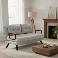 Schlafsofa 2-sitzer Calvin, Stauraum, Verstellbar, Armlehnen, 133x78 Cm Hellgrau