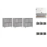 vidaXL Sideboards 3 Stk. Grau Sonoma Holzwerkstoff