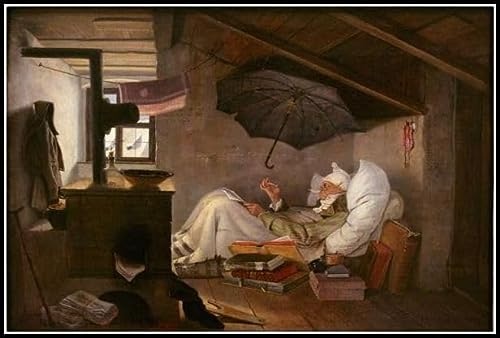 The Poor Poet Painting by Carl Spitzweg DIY Diamond Painting Kits for Adults 5D Full Round Drill Diamond Painting Kit Embroidery Arts Home Decor