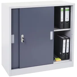 Mendler Aktenschrank Boston HWC-F41, Stahlschrank Büroschrank, mit abschließbaren Schiebetüren 90x90x45cm ~