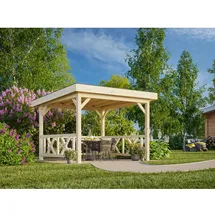 Palmako Pavillon Lenna 3,00 x 3,00 m weiß lackiert inkl. Seitenwand und Regenrinne