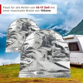 Walser 2x Reifen-Thermoabdeckung, 2 Stück Radschutzhüllen bis 17 Zoll/195mm, Radabdeckung-Set, Reifentaschen-Schutzhülle, Reifenabdeckung silber