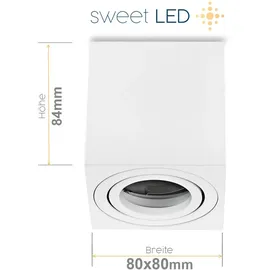 Sweet Led Aufbaustrahler weiß eckig Aufbauspot GU10 5W Aluminium Deckenspots