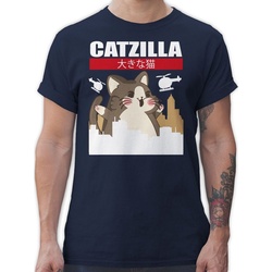 Shirtracer T-Shirt Catzilla - Big Cat Anime Geschenke blau M