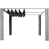 vidaXL Pavillon mit Dach Poly Rattan 300x300x200 cm Grau und Anthrazit