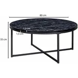 Wohnling Couchtisch rund Schwarz MDF 80 x 36 cm