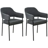 Svita Scarlett 2er Set Esszimmerstühle Armlehnstuhl Polsterstuhl Stoff Grau